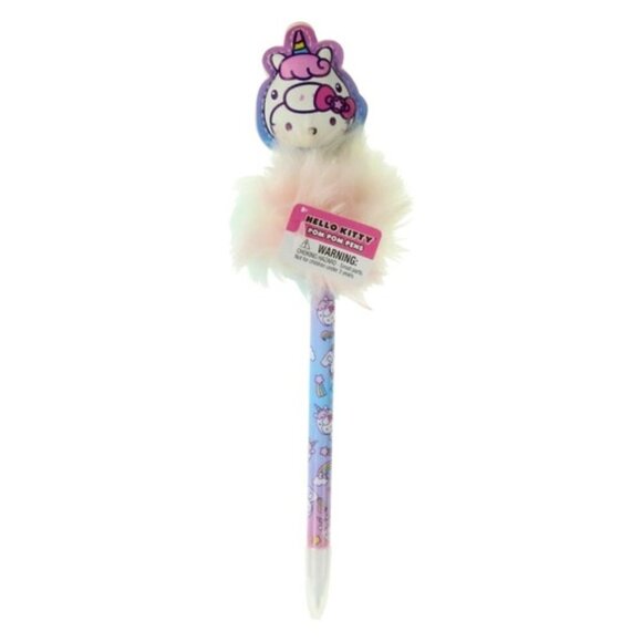 𝅺HELLO Kitty Sanrio Fuzzy Fur Pom Pom Pen - Picture 1 of 2